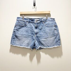 LOFT Light Blue Denim Frayed Cutoff Hem Shorts Cotton Blend Size 32